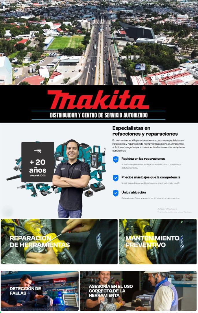 Sitio web de Herramientas Álvarez en un teléfono móvil