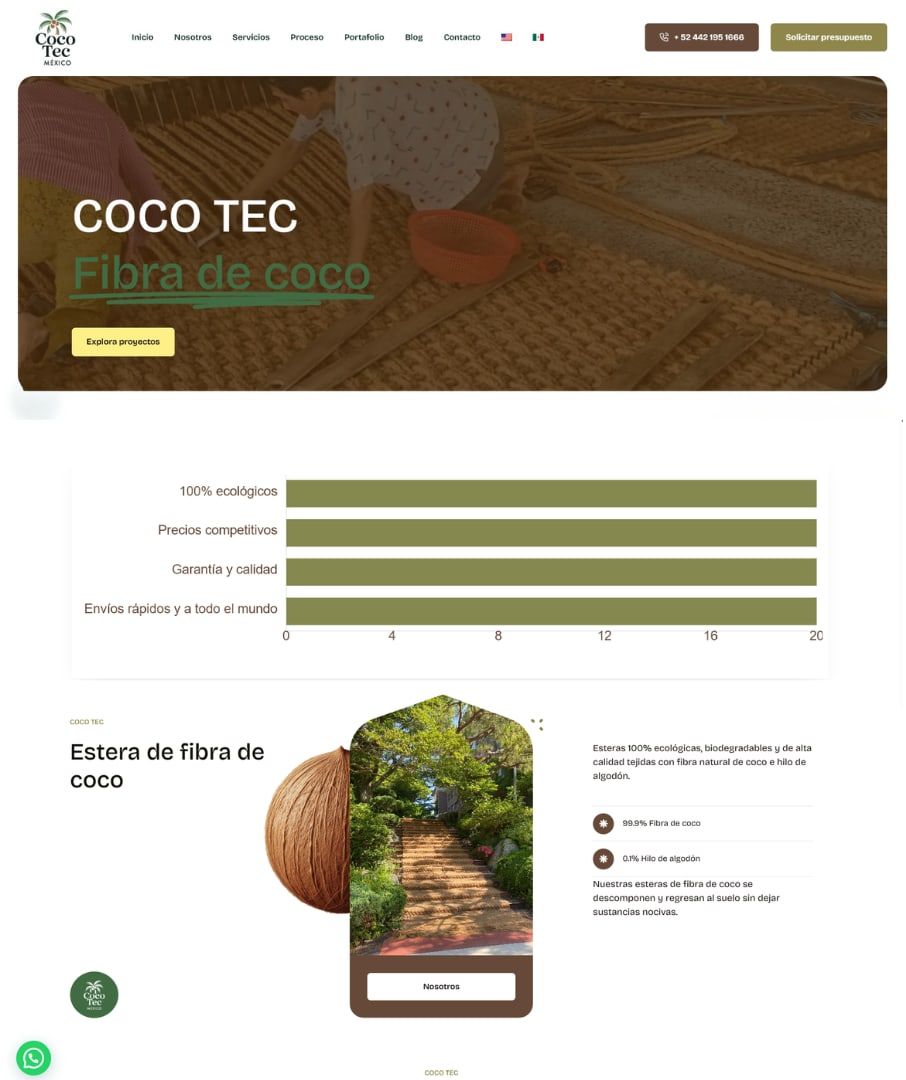 Sitio web bilingüe de Coco Tec